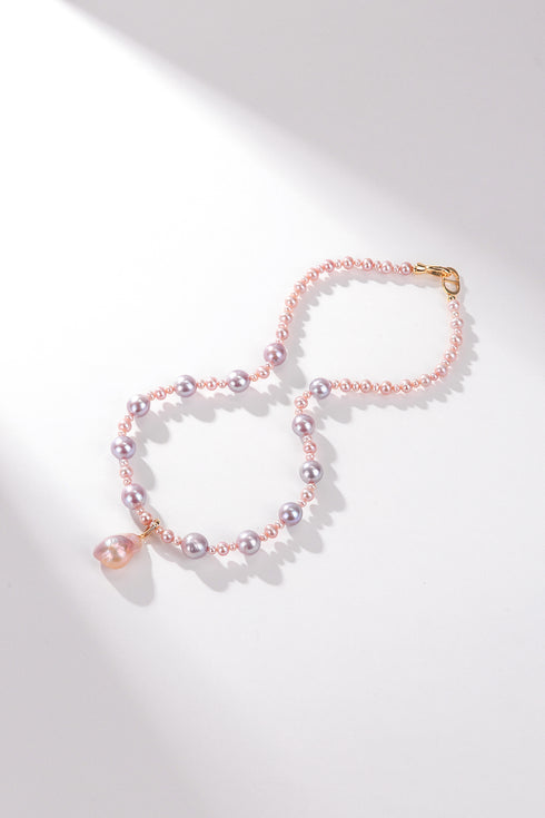 Radiant Pink to Purple Baroque Pearl Necklace - House Of Pearls